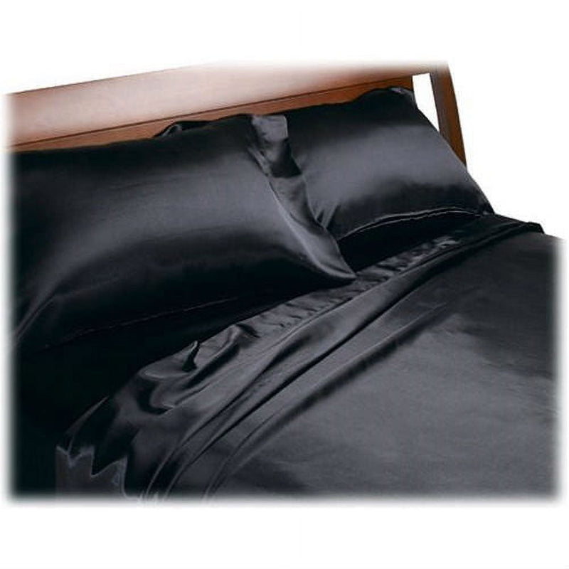 California King size Satin Sheet Set in Black