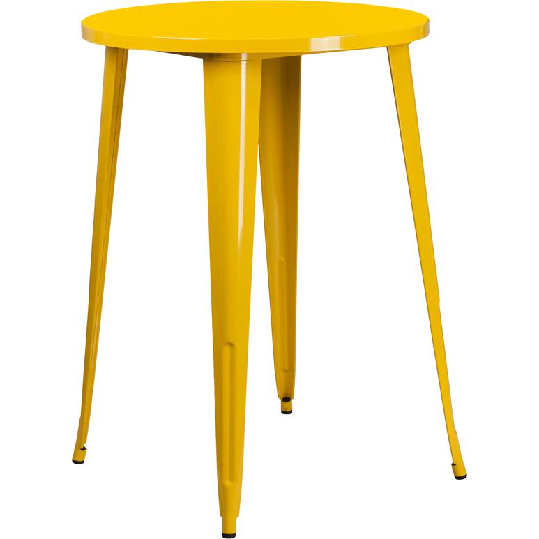 Commercial Grade 30" Round Yellow Metal Indoor-Outdoor Bar Height Table