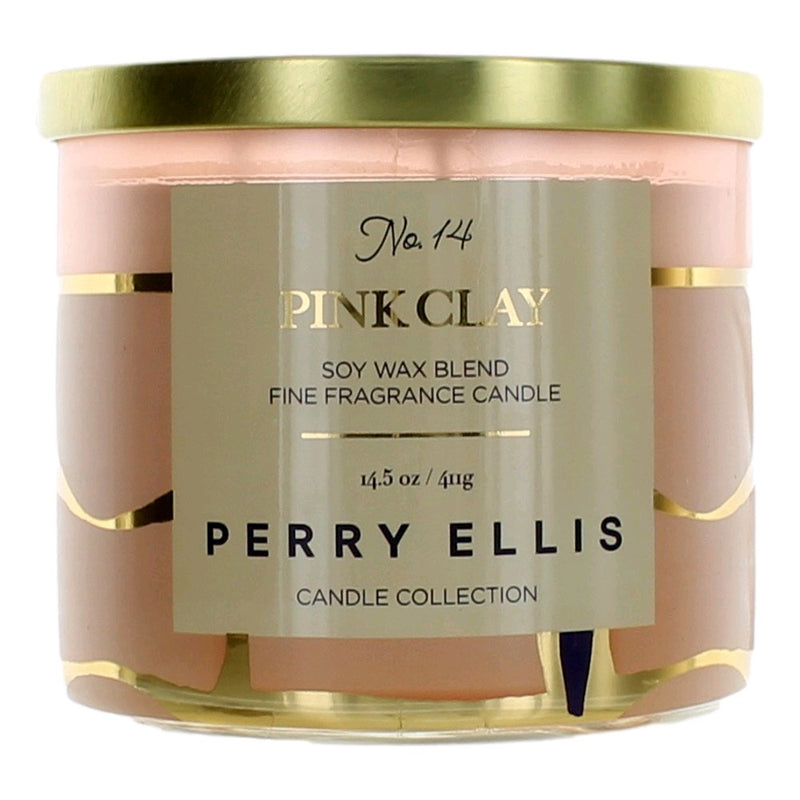 Perry Ellis 14.5 oz Soy Wax Blend 3 Wick Candle - Pink Clay