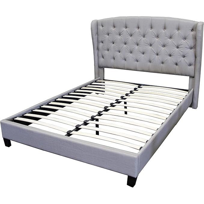 Frances Solid Wood/Fabric Upholstry East King Platform Bed - Grey