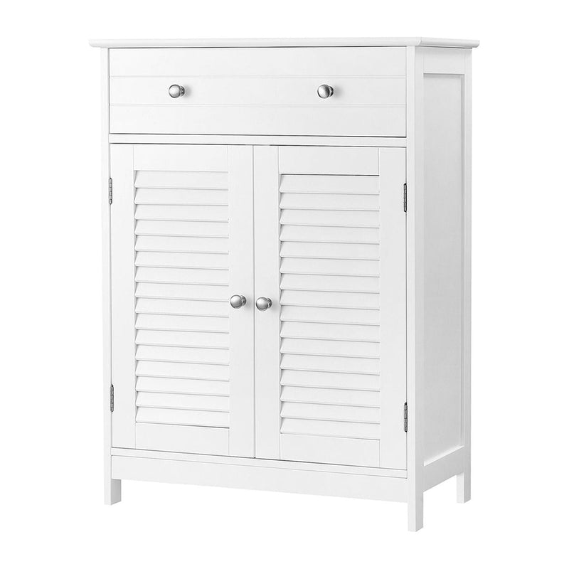 FarmHome White 2 Door Floor Bathroom Storage Cabinet