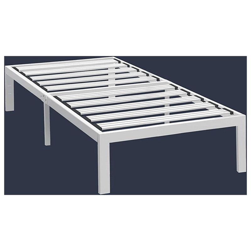 Twin size Heavy Duty Steel Platform Bed Frame in White