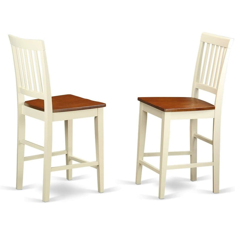 Vernon  Counter  Height  Stools    with  Wood  Seat  -  Buttermilk  &  Cherry  Finish.,  Set  of  2