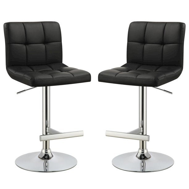 Lenny Adjustable Bar Stools Chrome and Black (Set of 2)