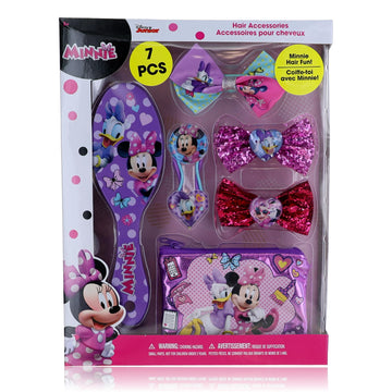 Minnie Mouse Brush & Hair Accessories by Disney, 7 Piece Set for Kids