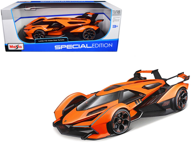 Lamborghini V12 Vision Gran Turismo Orange Metallic "Special Edition" 1/18 Diecast Model Car by Maisto