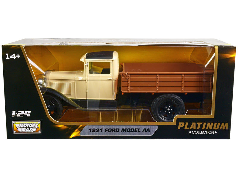 1931 Ford Model AA Pickup Truck Cream and Black Platinum Collection Series 1/24 Diecast Model Car by Motormax