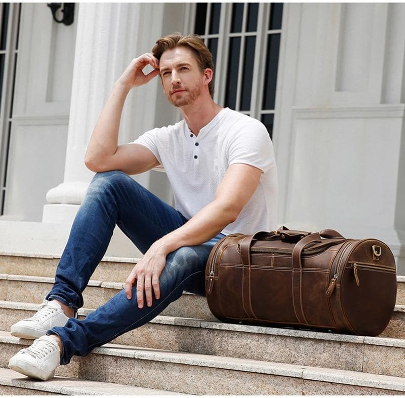 The Wainwright Weekender | Round  Vintage Leather Weekender