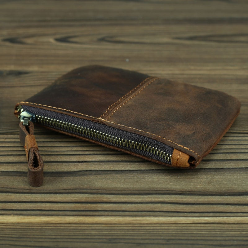 The Cael | Handmade Leather Coin Purse with Zipper