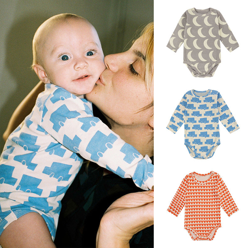 Baby Print Graphic O-Neck Long Sleeve Fashion Onesies