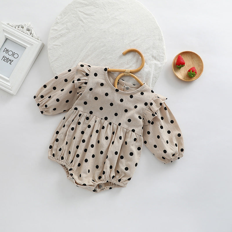 Baby Girl Polka Dot Pattern Little Flying Sleeve Loose Bodysuit