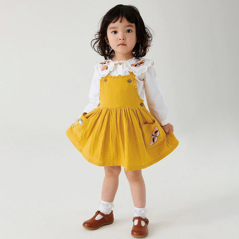 Embroidered Pattern Doll Neck Short & Dress Sets