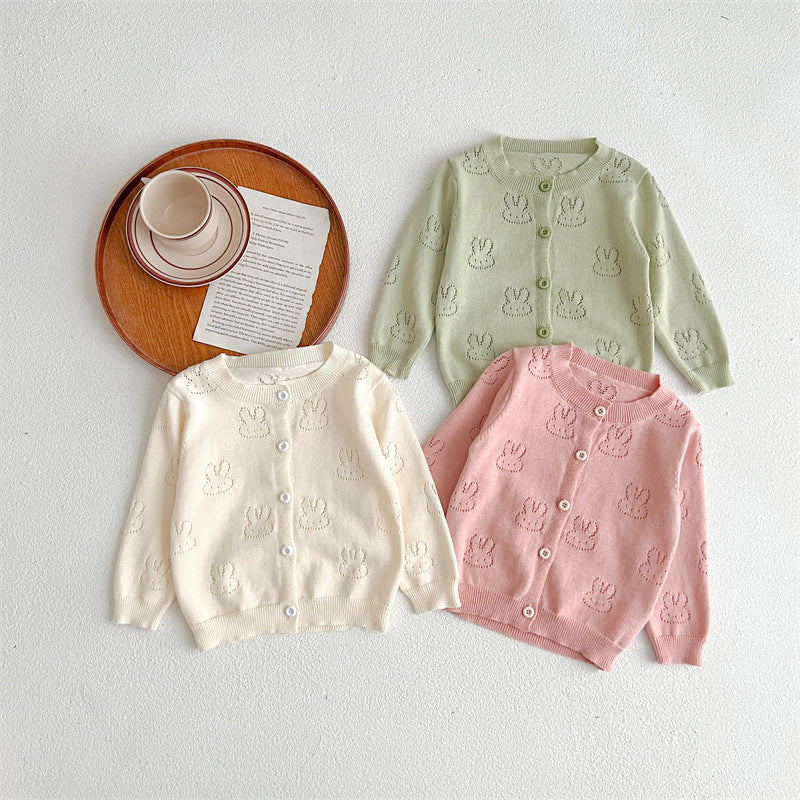 Baby Solid Color Sun Protection Sweet Knit Cardigan