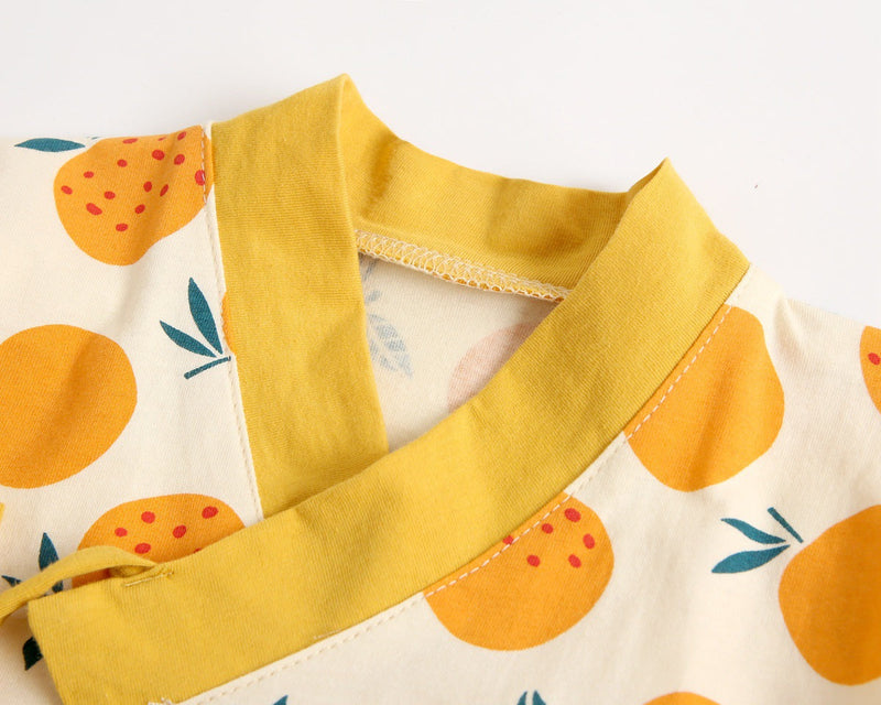 Baby Fruit Print Belt Design Short-Sleeved Top Combo Shorts Japan Style Sets Pajamas