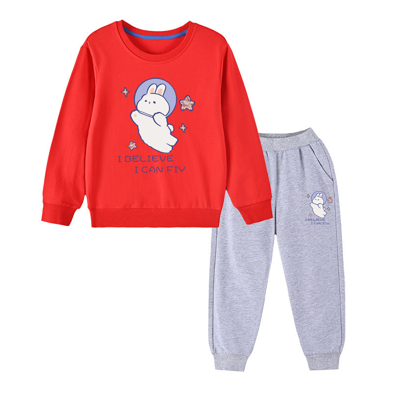 Baby Girl Cute Bunny Graphic Hoodie Combo Loose Trousers Soft Cotton Sets