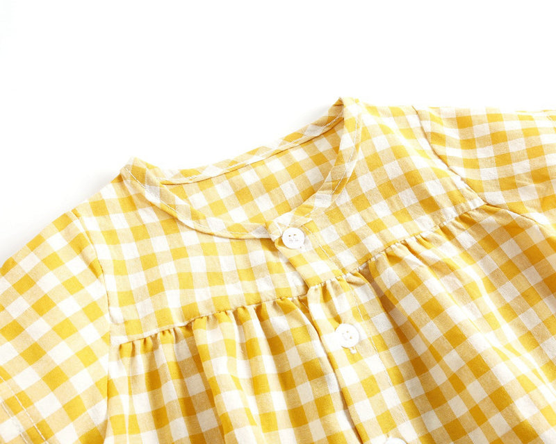 Baby Girl Plaid Pattern Single Breasted Design Shirt Combo Shorts Sets