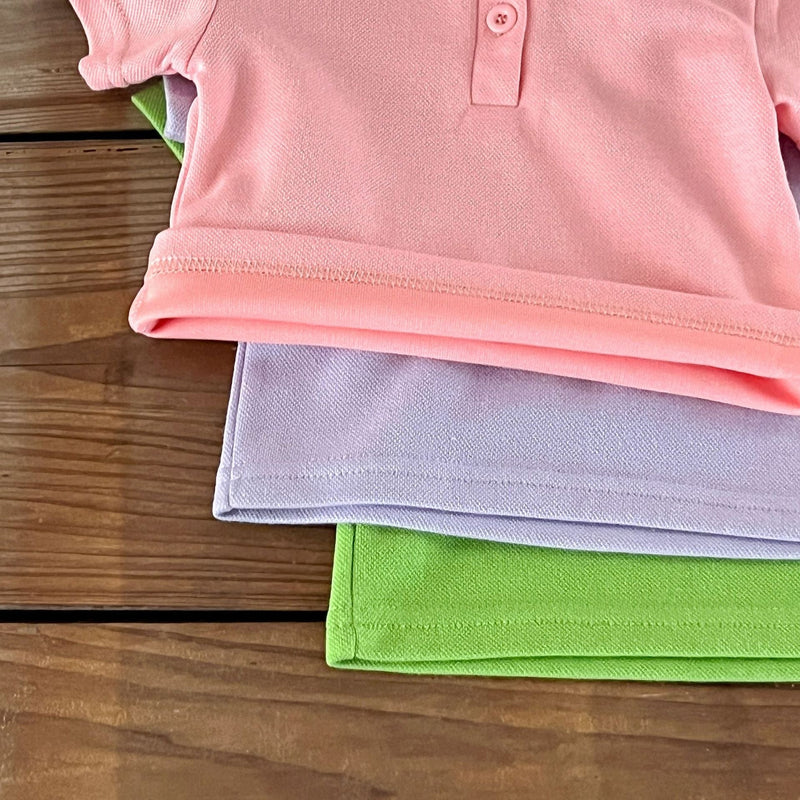 Baby Solid Color Polo Neck Summer Clothing Sets