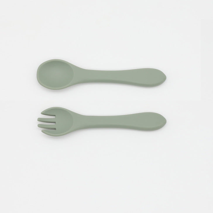 Baby Food Grade Complementary Food Training Silicone Spoon Fork Sets