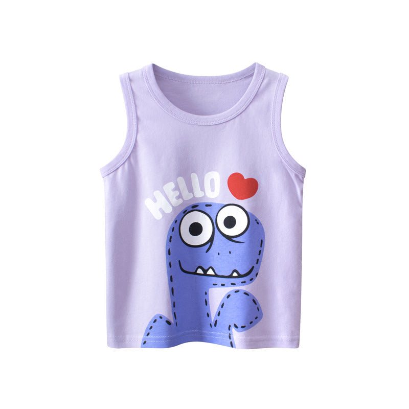 Baby Cartoon Print Pattern Sleeveless O-Neck Vest