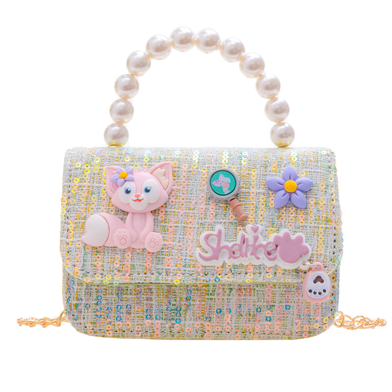 Children Girl Cartoon Patched Pattern Fashion Princess Crossbody Bags