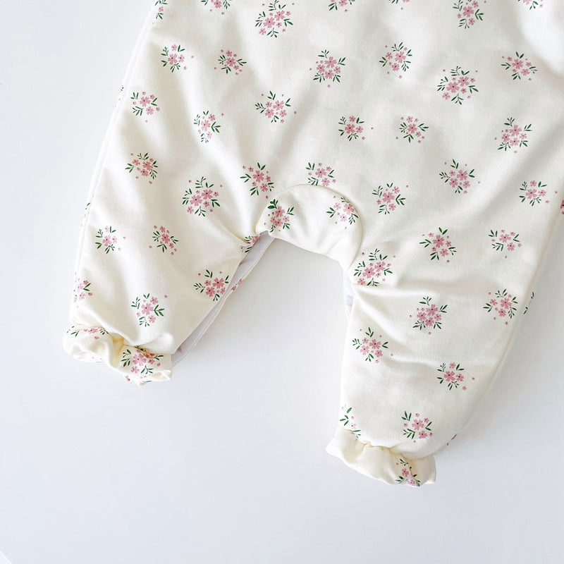 Baby Girl Flower Pattern Chinese Style Thermal Warm Jumpsuit