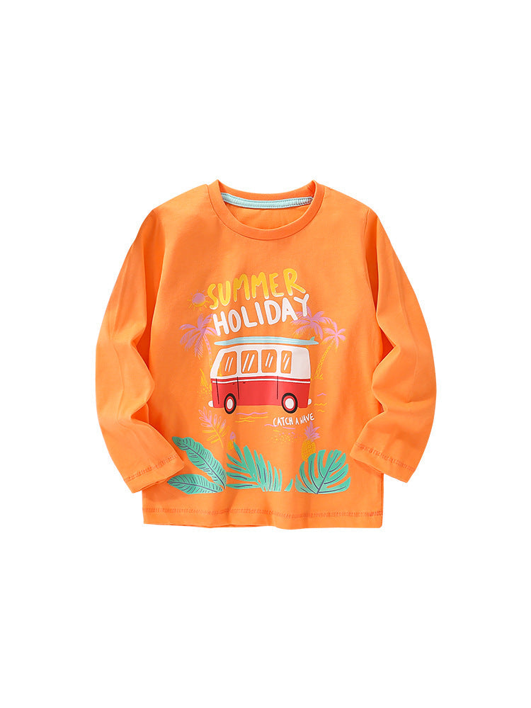 Infant Baby Boy Cartoon Pattern Crewneck Casual Shirts