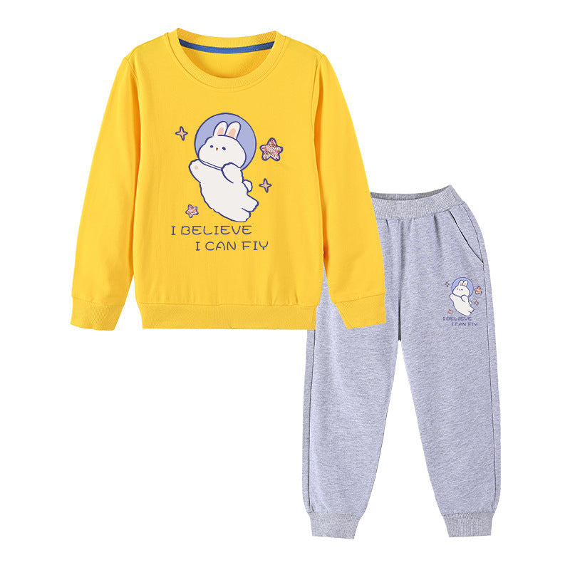 Baby Girl Cute Bunny Graphic Hoodie Combo Loose Trousers Soft Cotton Sets