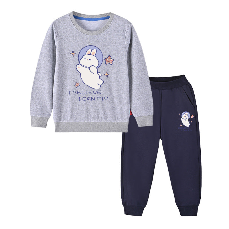 Baby Girl Cute Bunny Graphic Hoodie Combo Loose Trousers Soft Cotton Sets