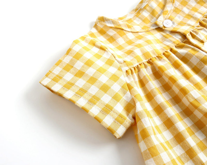 Baby Girl Plaid Pattern Single Breasted Design Shirt Combo Shorts Sets