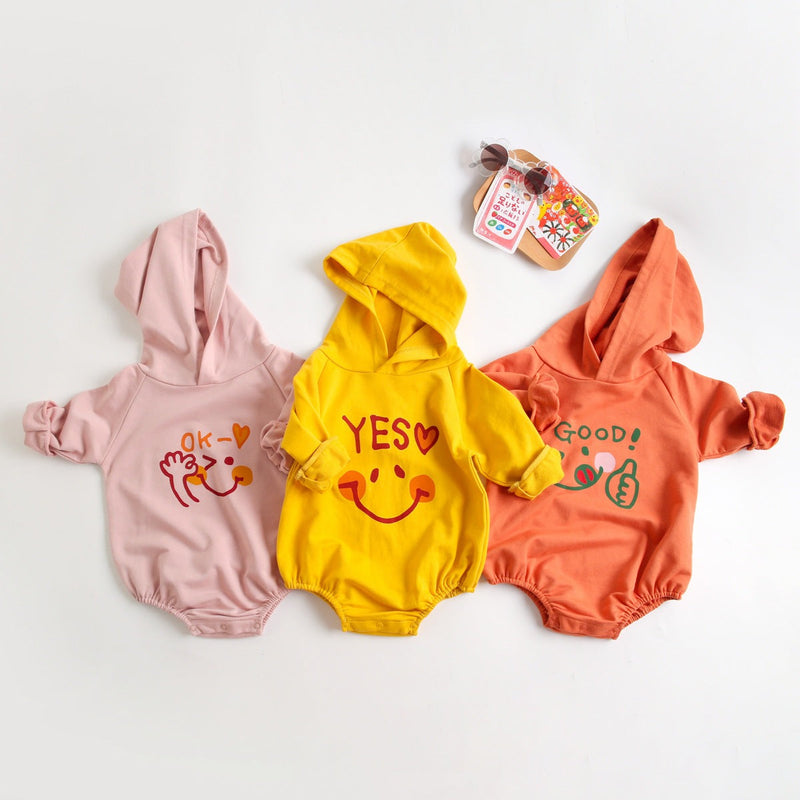 Baby Girl 1pcs Cartoon Pattern Long Sleeved Funny Onesies With Hat