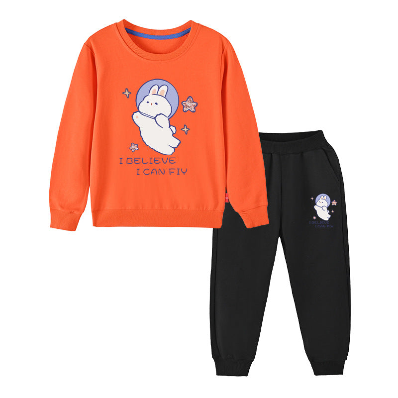 Baby Girl Cute Bunny Graphic Hoodie Combo Loose Trousers Soft Cotton Sets