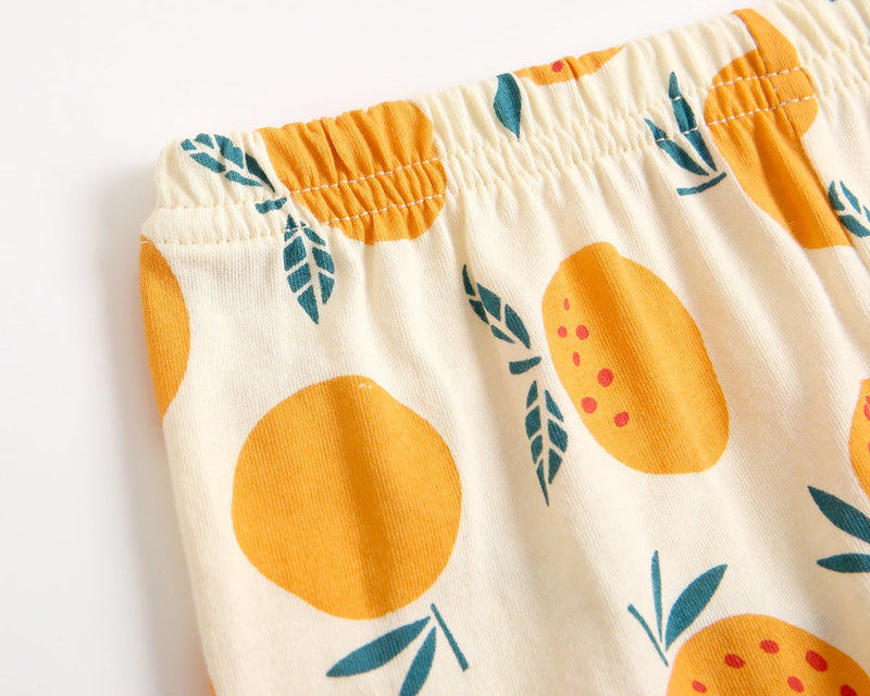 Baby Fruit Print Belt Design Short-Sleeved Top Combo Shorts Japan Style Sets Pajamas