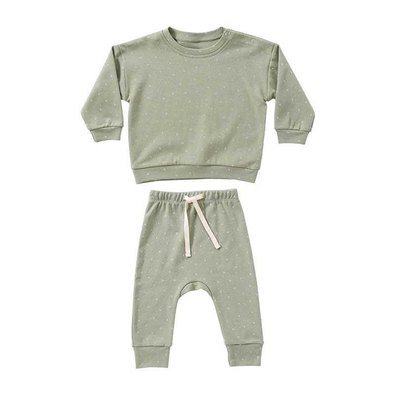 Baby Boy And Girl Print Pattern Cotton Hoodie Combo Trousers Sets