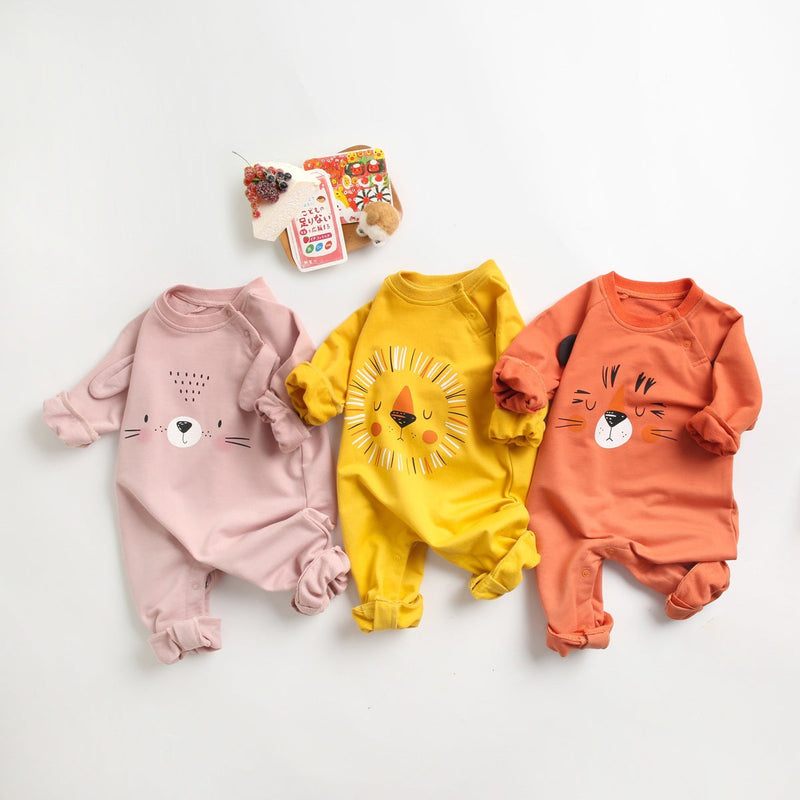 Baby Cartoon Animal Pattern Soft Cotton Long Sleeved Cute Romper