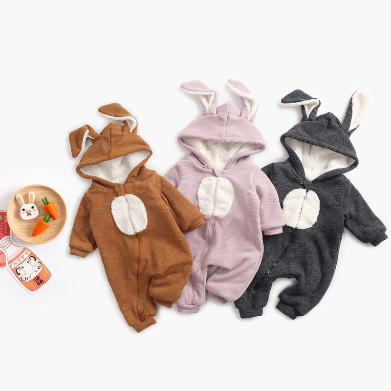 Baby Cartoon Shape Design Soft Fleece Thickened Romper In Autumn & Winter