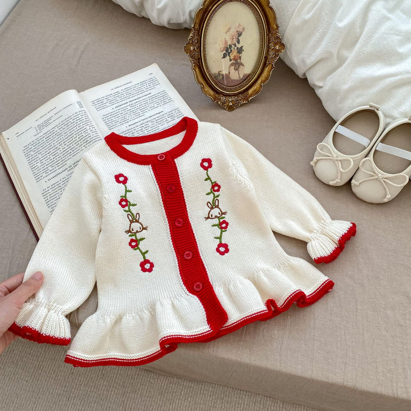 Embroidered Design Baby Girl Knitted Cardigan