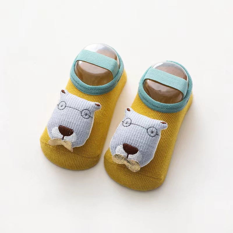 Baby 3D Cartoon Animal Patched Design Dispensing Non-Slip Lace-Up Socks Shoes