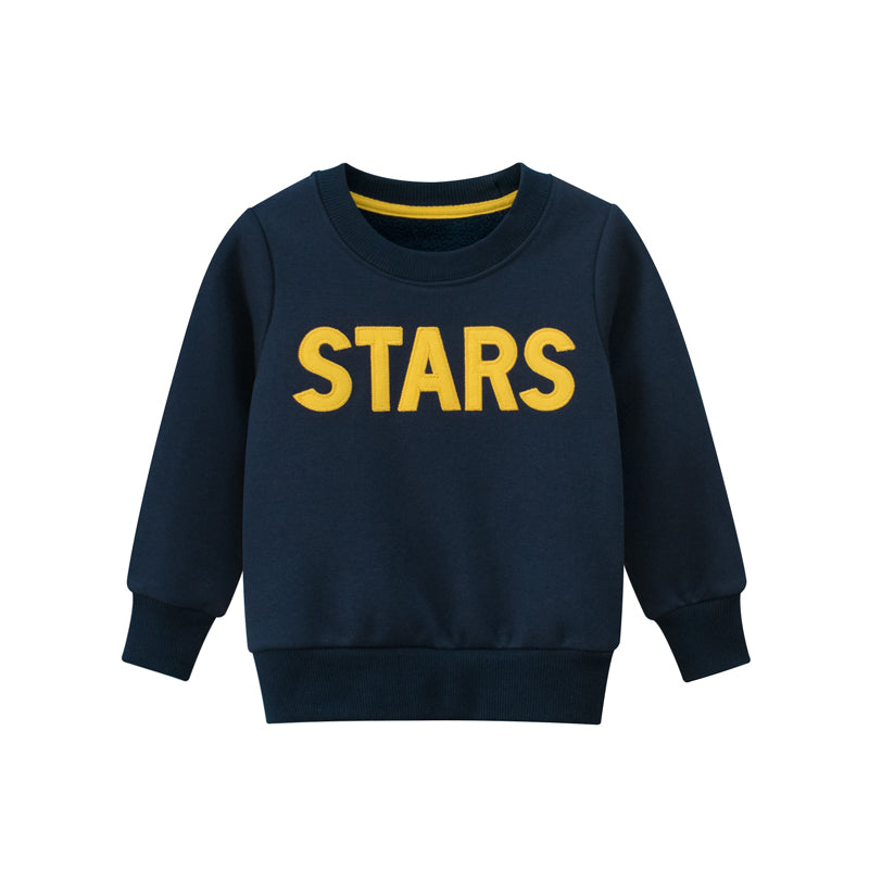 Boys Letter Print Round Collar Sweatshirt