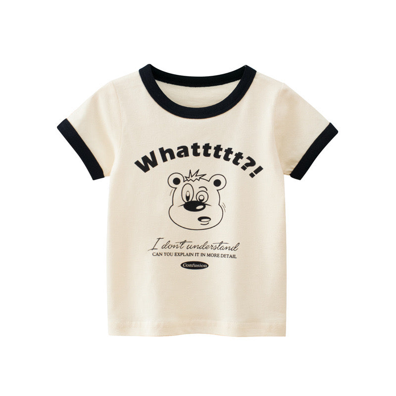 Baby Cartoon Animal Graphic Color block Neck & Sleeves Summer Tee