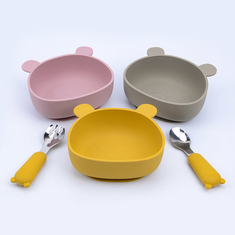 Baby Cartoon Panda Shape Complementary Food Training Silicone Bowl