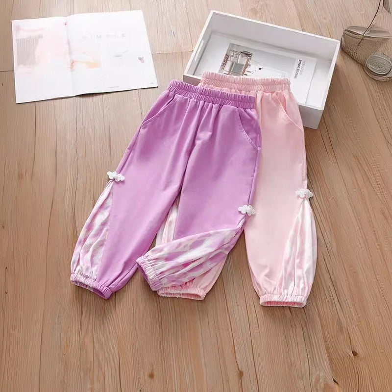 Summer Baby Kids Girls Elastic Soft Breathable Tie Dye Sportswear Pants