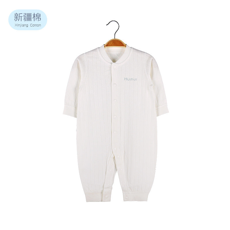 Baby Solid Color Pit Strip Fabric Single Breasted Design Cotton Jumpsuit Pajamas