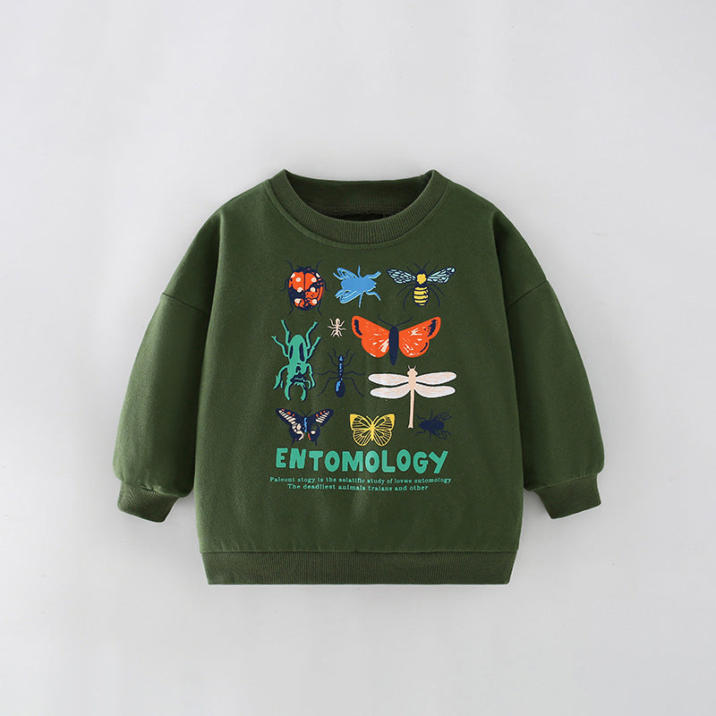 Boys Cartoon Pattern Printing Crew Neck Casual Pullover