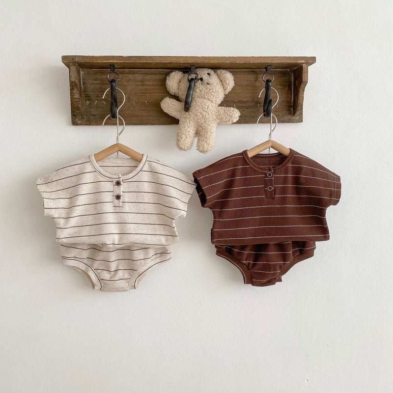 Baby Striped Pattern T-Shirt Shorts Casual Comfy Sets