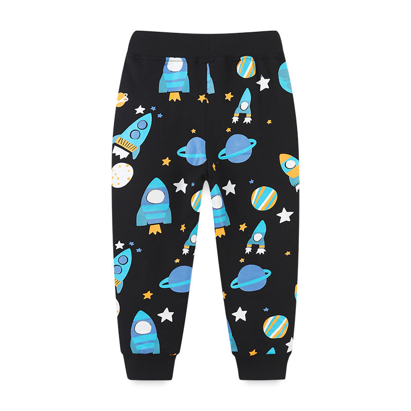 Baby Boy Planet Print Pattern Comfortable Cotton Trousers