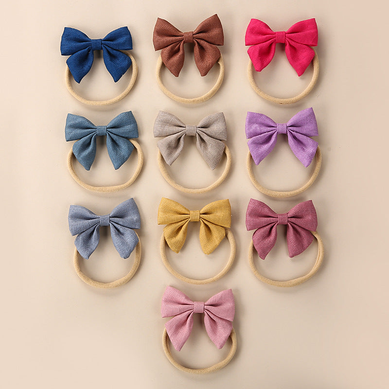 Baby Solid Color 3D Bow Handmade Elastic Headband