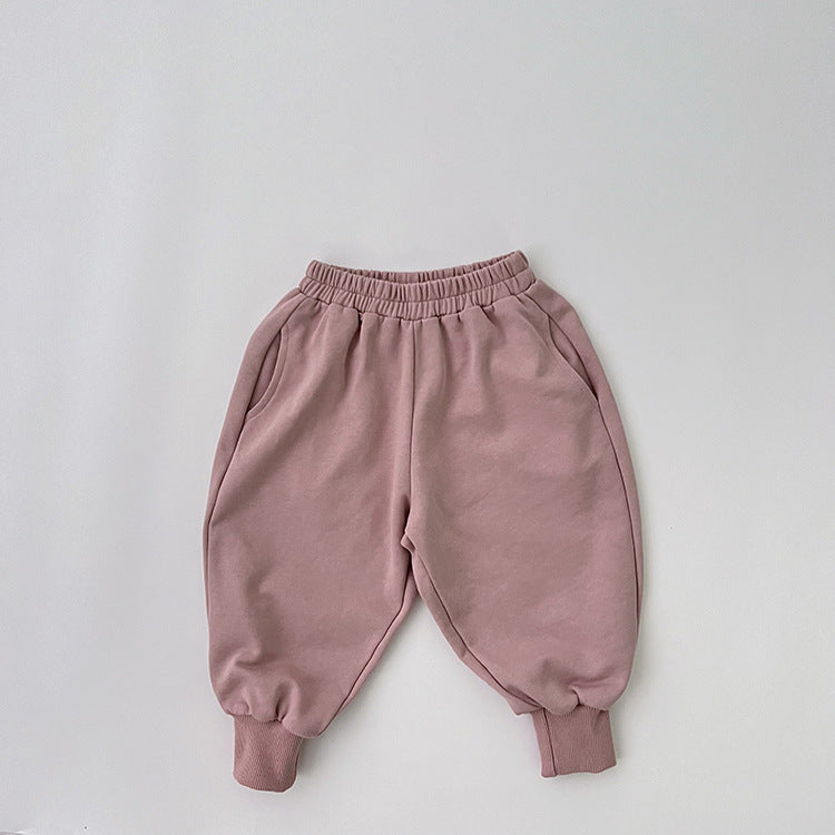 Baby Solid Color Sport Style Cotton Quality Trousers