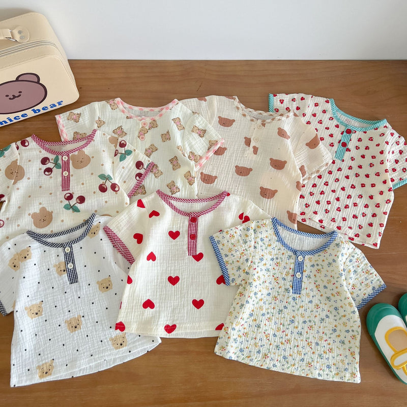 Baby Print Pattern T-Shirt Combo Shorts In Summer Sets