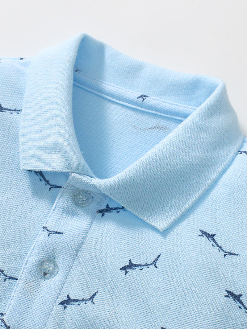 Baby Kids Boys Fish Print Short Sleeves Polo Shirt