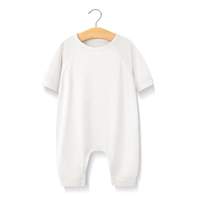 Baby Solid Color Medium Sleeve Summer Crotch Jumpsuit Pajamas